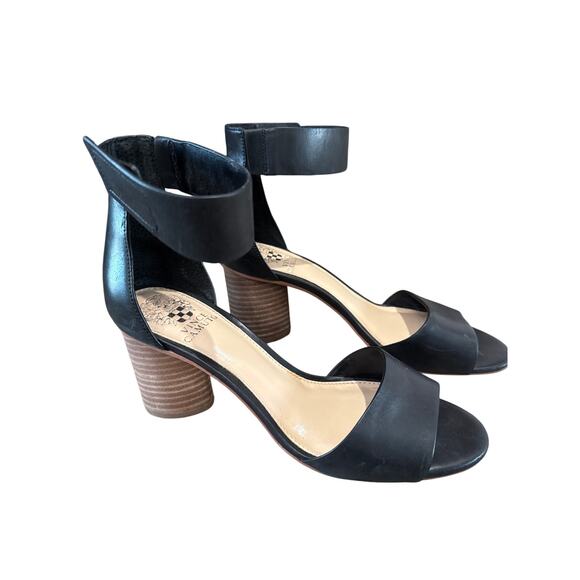 Vince Camuto Sandals Block Heel 8.5 EUC Retro Cleangirl 70’s Moto Old Money - Picture 1 of 7